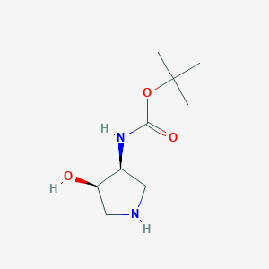 Carbamic acid, N-​[(3R,​4S)​-​4-​hydroxy-​3-​pyrrolidinyl]​-​, 1,​1-​dimethylethyl ester structure, CAS 265108-25-6
