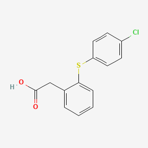 Benzeneacetic acid, 2-[(4-chlorophenyl)thio]- structure, CAS 13459-62-6