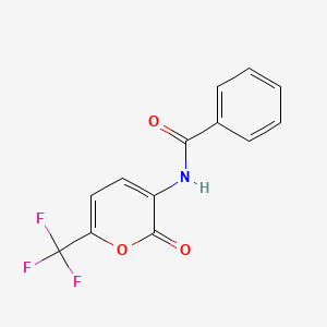 2-oxo-6-trifluoromethyl-2H-pyran-3-yl-N-benzamide structure, CAS 312615-59-1