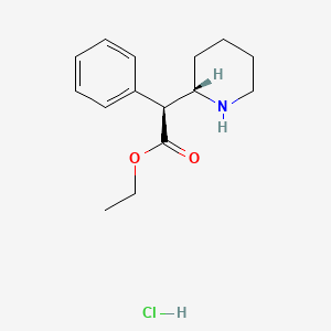 ethyl (2S)-phenyl[(2S)-piperidin-2-yl]ethanoate hydrochloride structure, CAS 851764-85-7