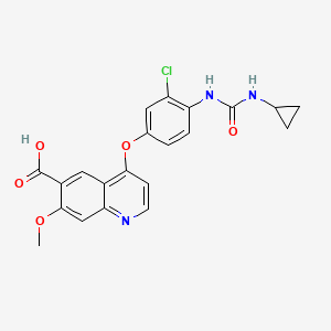 4-[3-Chloro-4-[[(cyclopropylamino)carbonyl]amino]phenoxy]-7-methoxy-6-quinolinecarboxylic acid structure, CAS 417717-21-6