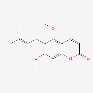 5,7-dimethoxy-6-(3-methylbut-2-enyl)chromen-2-one structure, CAS 4335-12-0