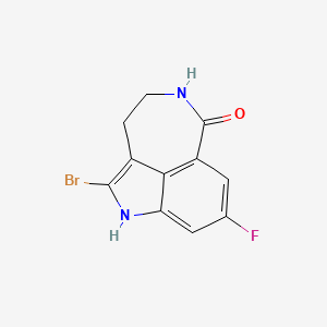2-bromo-8-fluoro-4,5-dihydro-1H-azepino[5,4,3-cd]indol-6(3H)-one structure, CAS 283173-80-8