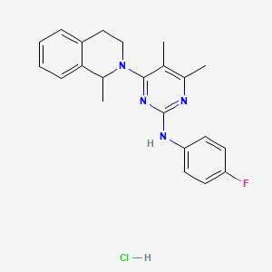 2-PYRIMIDINAMINE, 4-(3,4-DIHYDRO-1-METHYL-2(1H)-ISOQUINOLINYL)-N-(4-FLUOROPHENYL)-5,6-DIMETHYL-, MONOHYDROCHLORIDE structure, CAS 178307-42-1
