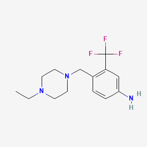 4-((4-ethylpiperazin-1-yl)methyl)-3-(trifluoromethyl)aniline structure, CAS 630125-91-6