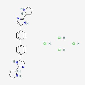 1H-IMidazole, 5,5'-[1,1'-biphenyl]-4,4'-diylbis[2-(2S)-2-pyrrolidinyl-, hydrochloride (1:4) structure, CAS 1009119-83-8