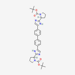 1-Pyrrolidinecarboxylic acid, 2,2'-([1,1'-biphenyl]-4,4'-diyldi-1H-iMidazole-5,2-diyl)bis-, 1,1'-bis(1,1-diMethylethyl) ester, (2S,2'S)- structure, CAS 1007882-23-6