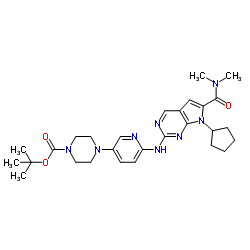 1-Piperazinecarboxylic acid, 4-[6-[[7-cyclopentyl-6-[(diMethylaMino)carbonyl]-7H-pyrrolo[2,3-d]pyriMidin-2-yl]aMino]-3-pyridinyl]-, 1,1-diMethylethyl ester structure, CAS 1374639-78-7