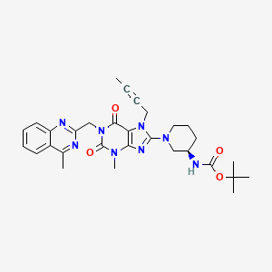 (R)-tert-butyl (1-(7-(but-2-yn-1-yl)-3-methyl-1-((4-methylquinazolin-2-yl)methyl)-2,6-dioxo-2,3,6,7-tetrahydro-1H-purin-8-yl)piperidin-3-yl)carbamate structure, CAS 668273-75-4