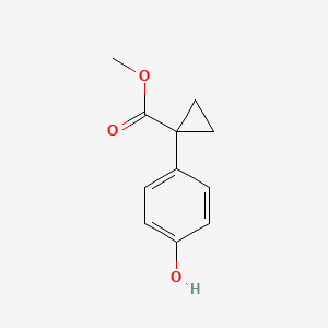 1-(4-hydroxy-phenyl)-cyclopropanecarboxylic acid methyl ester structure, CAS 779199-69-8