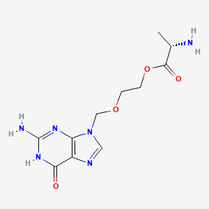 2-[(2-amino-6-oxo-3H-purin-9-yl)methoxy]ethyl (2S)-2-aminopropanoate structure, CAS 84499-64-9
