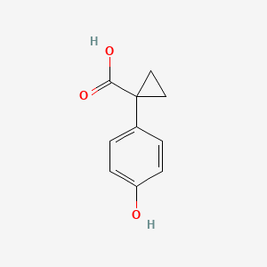 1-(4-hydroxyphenyl)cyclopropane-1-carboxylic acid structure, CAS 869970-25-2