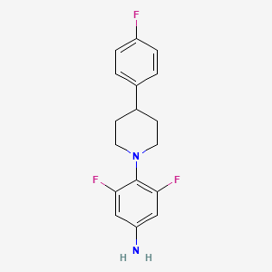 3,5-difluoro-4-(4-(4-fluorophenyl)piperidin-1-yl)aniline structure, CAS 1332356-31-6