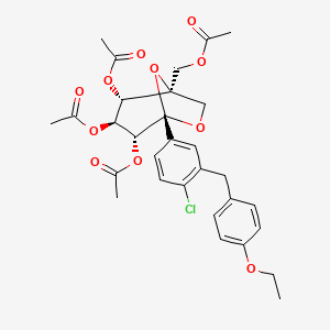 (1R,2S,3S,4R,5S)-1-(acetoxymethyl)-5-(4-chloro-3-(4-ethoxybenzyl)phenyl)-6,8-dioxabicyclo[3.2.1]octane-2,3,4-triyltriacetate structure, CAS 1298086-18-6