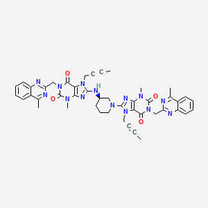 (R)-7-(but-2-yn-1-yl)-8-(3-((7-(but-2-yn-1-yl)-3-methyl-1-((4-methylquinazolin-2-yl)methyl)-2,6-dioxo-2,3,6,7-tetrahydro-1H-purin-8-yl)amino)piperidin-1-yl)-3-methyl-1-((4-methylquinazolin-2-yl)methyl)-1H-purine-2,6(3H,7H)-dione structure, CAS 2A-1168487