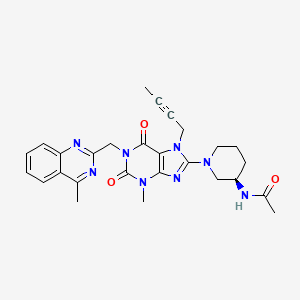 (R)-N-(1-(7-(but-2-yn-1-yl)-3-methyl-1-((4-methylquinazolin-2-yl)methyl)-2,6-dioxo-2,3,6,7-tetrahydro-1H-purin-8-yl)piperidin-3-yl)acetamide structure, CAS 2A-1168488