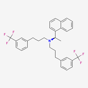 (R)-N-[1-(Naphthalen-1-yl)ethyl]-3-[3-(trifluoromethyl)phenyl]-N-{3-[3-(trifluoromethyl)phenyl]propyl}propan-1-amine structure, CAS 1271930-15-4