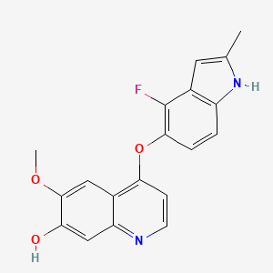 4-((4-fluoro-2-methyl-1H-indol-5-yl)oxy)-6-methoxyquinolin-7-ol structure, CAS 1210828-44-6