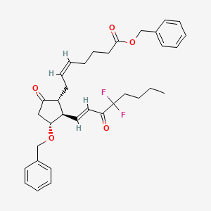 benzyl (Z)-7-[(1R,2R,3R)-2-((E)-4,4-difluoro-3-oxo-1-octenyl)-3-(phenylmethoxy)-5-oxocyclopentyl]-5-heptenoate structure, CAS 1236109-40-2
