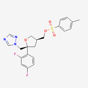 (5R-cis)-Toluene-4-sulfonic acid 5-(2,4-difluorophenyl)-5-(1H-1,2,4-triazol-1-yl)methyltetrahydrofuran-3-ylmethyl ester structure, CAS 149809-43-8