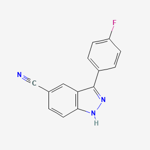 3-(4-Fluorophenyl)-1H-indazole-5-carbonitrile structure, CAS 395100-12-6
