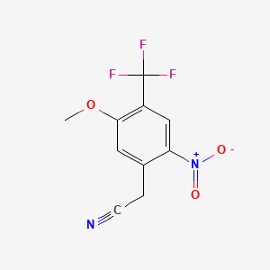 2-(4-(trifluoromethyl)-2,5-dimethoxyphenyl)acetonitrile structure, CAS 178896-77-0