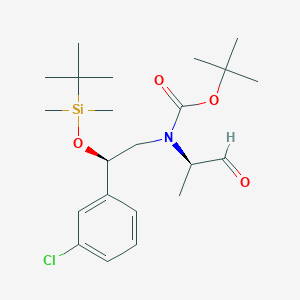 [2R-(tert-butoxycarbonyl)-[2R-(tert-butyldimethylsilyloxy)-2-(3-chlorophenyl)ethyl]amino]propionaldehyde structure, CAS 174891-03-3