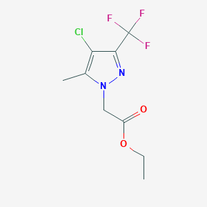Ethyl 2-(4-chloro-5-Methyl-3-(trifluoroMethyl)-1H-pyrazol-1-yl)acetate structure, CAS 345237-74-3