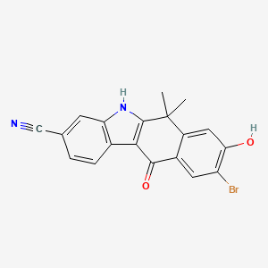 9-broMo-8-hydroxy-6,6-diMethyl-11-oxo-6,11-dihydro-5H-benzo[b]carbazole-3-carbonitrile structure, CAS 1256579-06-2