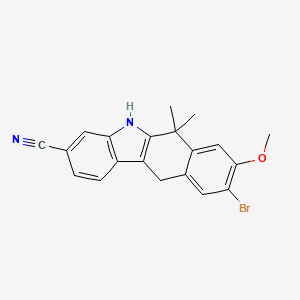 9-broMo-8-Methoxy-6,6-diMethyl-6,11-dihydro-5H-benzo[b]carbazole-3-carbonitrile structure, CAS 1256579-00-6