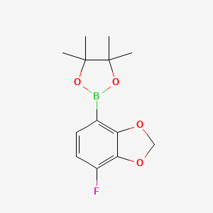 2-(7-Fluoro-2H-1,3-benzodioxol-4-yl)-4,4,5,5-tetramethyl-1,3,2-dioxaborolane structure, CAS 1684427-19-7