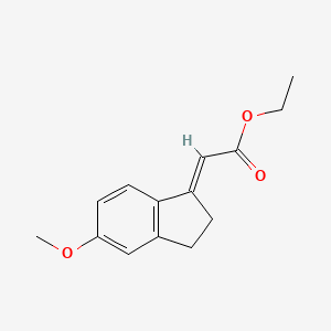 ethyl 2-(5'-methoxyindan-1'-ylidene)acetate structure, CAS 73809-30-0