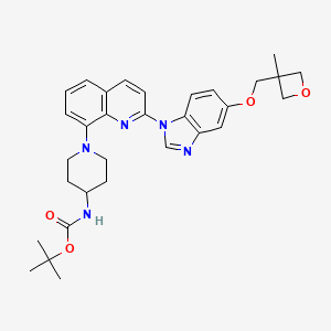 tert-butyl (1-(2-(5-((3-methyloxetan-3-yl)methoxy)-1H-benzo[d]imidazol-1-yl)quinolin-8-yl)piperidin-4-yl)carbamate structure, CAS 816463-40-8