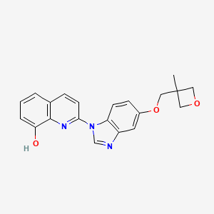 2-(5-((3-methyloxetan-3-yl)methoxy)-1H-benzo[d]imidazol-1-yl)quinolin-8-ol structure, CAS 816463-38-4