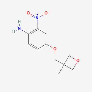 4-((3-methyloxetan-3-yl)methoxy)-2-nitroaniline structure, CAS 816463-36-2