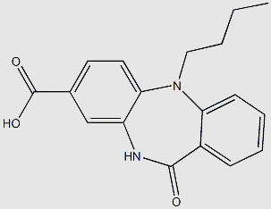 5-butyl-11-oxo-10,11-dihydro-5H-dibenzo[b,e][1,4]diazepine-8-carboxylic acid structure, CAS 2090074-24-9