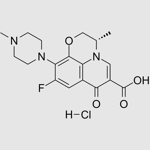 (3S)-9-Fluoro-2,3-dihydro-3-methyl-10-(4-methyl-1-piperazinyl)-7-oxo-7H-pyrido[1,2,3-de]-1,4-benzoxazine-6-carboxylic acid monohydrochloride structure, CAS 177325-13-2