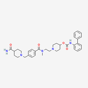 1-(2-(3-((4-carbamoylpiperidin-1-yl)methyl)-N-methylbenzamido)ethyl)piperidin-4-yl [1,1'-biphenyl]-2-ylcarbamate structure, CAS 864750-70-9
