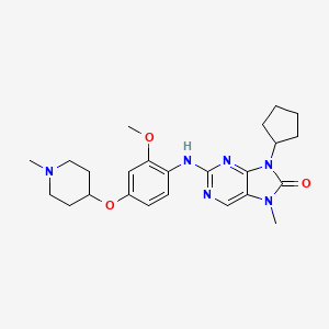 9-Cyclopentyl-2-[[2-methoxy-4-[(1-methylpiperidin-4-yl)oxy]-phenyl]amino]-7-methyl-7,9-dihydro-8H-purin-8-one structure, CAS 1124329-14-1