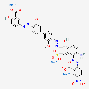 trisodium 2-[[2-amino-6-[[4'-[(3-carboxylato-4-hydroxyphenyl)azo]-3,3'-dimethoxy[1,1'-biphenyl]-4-yl]azo]-5-hydroxy-7-sulphonato-1-naphthyl]azo]-5-nitrobenzoate structure, CAS 6739-62-4