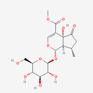 1α-(β-D-Glucopyranosyloxy)-1,4a,5,6,7,7aα-hexahydro-4aα-hydroxy-7α-methyl-5-oxocyclopenta[c]pyran-4-carboxylic acid methyl ester structure, CAS 50816-24-5