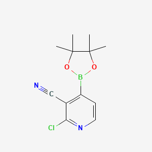 2-Chloro-3-cyano-4-(4,4,5,5-tetramethyl-[1,3,2]dioxaborolan-2-yl)pyridine structure, CAS 878194-94-6
