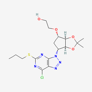 2-[[(3aR,4S,6R,6aS)-6-[7-Chloro-5-(propylthio)-3H-1,2,3-triazolo[4,5-d]pyrimidin-3-yl]tetrahydro-2,2-dimethyl-4H-cyclopenta-1,3-dioxol-4-yl]oxy]-ethanol structure, CAS 376608-75-2