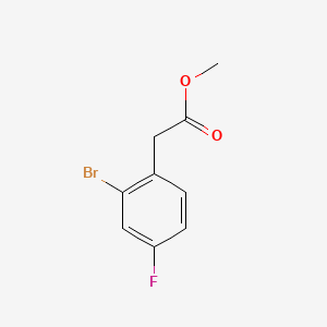 Methyl 2-(2-bromo-4-fluorophenyl)acetate structure, CAS 949168-34-7