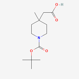 [1-(tert-butoxycarbonyl)-4-methylpiperidin-4-yl]acetic acid structure, CAS 872850-31-2