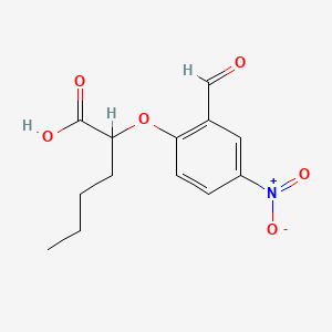 2-(2-forMyl-4-nitrophenoxy)hexanoic acid structure, CAS 335153-21-4
