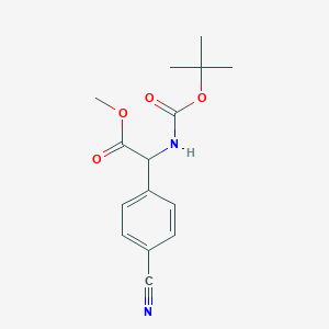 tert-butyl (R)-(methoxycarbonyl)(4-cyanophenyl)methylcarbamate structure, CAS 943731-26-8