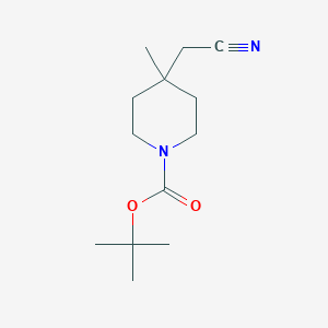 tert-butyl 4-(cyanomethyl)-4-methylpiperidine-1-carboxylate structure, CAS 872850-30-1