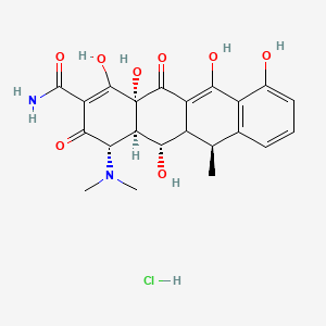 2-Naphthacenecarboxamide, 4-(dimethylamino)-1,4,4a,5,5a,6,11,12a-octahydro-3,5,10,12,12a-pentahydroxy-6-methyl-1,11-dioxo-, monohydrochloride, [4S-(4alpha,4aalpha,5alpha,5aalpha,6beta,12aalpha)]- structure, CAS 41411-66-9
