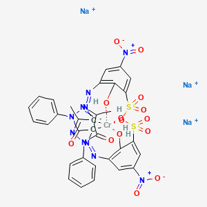 trisodium bis[3-[(4,5-dihydro-3-methyl-5-oxo-1-phenyl-1H-pyrazol-4-yl)azo]-2-hydroxy-5-nitrobenzenesulphonato(3-)]chromate(3-) structure, CAS 55809-98-8